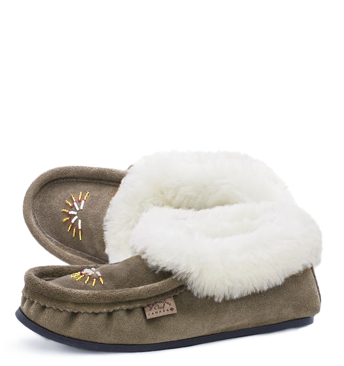 Pantoufle Collet Mouton Tipp Brown, Doublé Mouton, Perlé, Semelle Crepex