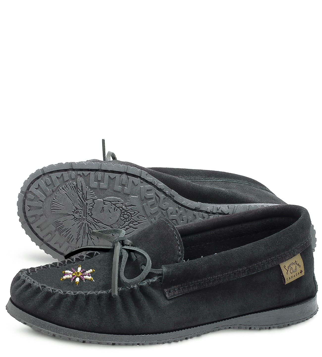 Mocassins, Perlé, Semelle Indienne Noire