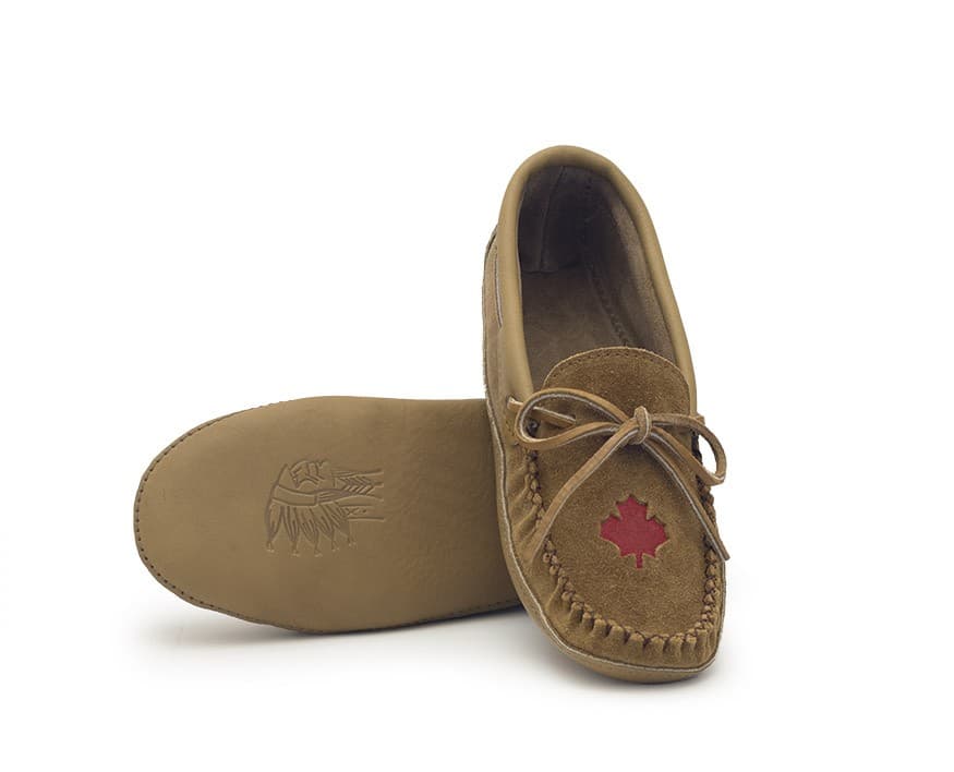 Mocassins Canada 150ième, Lacé Simple, Semelle Double Ski Fait de Cuir